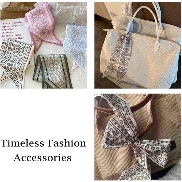 4Pcs Fashion Scarves for Women Boho Satin Headbands Multi-Function Bag Hair - Picture 7 of 8